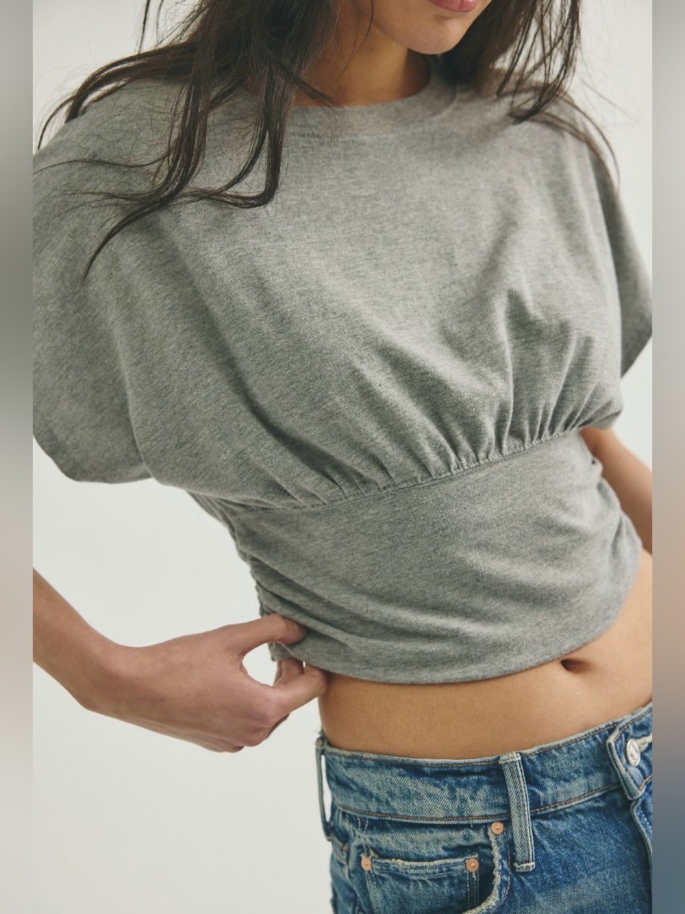FREE PEOPLE Ralphie Tee Top in Heather Grey